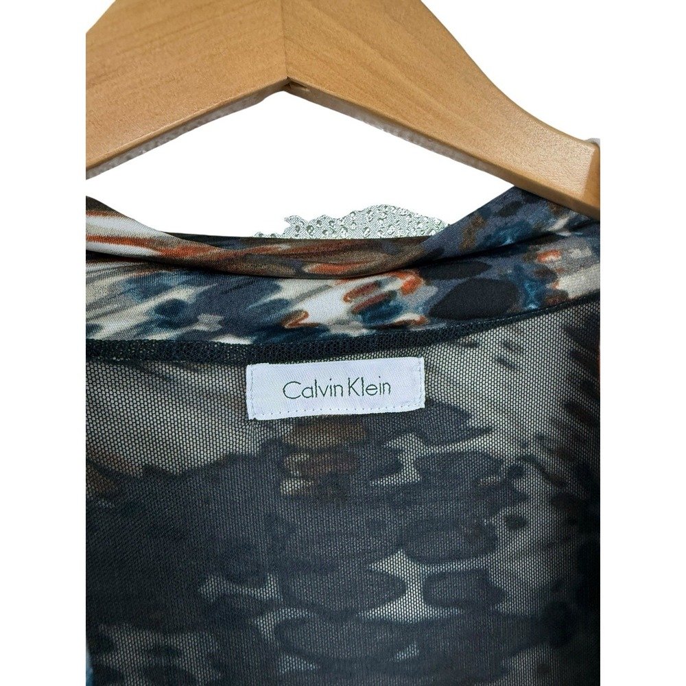 Calvin Klein Multicolor Draped Neck Modest Career Dress Womens 10? - Picture 2 of 5